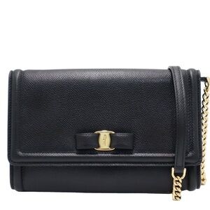 Salvatore Ferragamo Black Crossbody Bag with Gold Chain